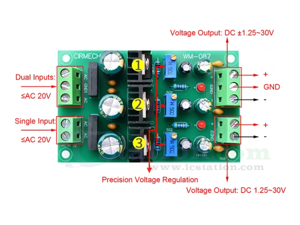 LM317 LM337 Adjustable Power Supply Module - Buck Voltage Converter AC